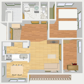 間取り図作成アプリの3D表示画面